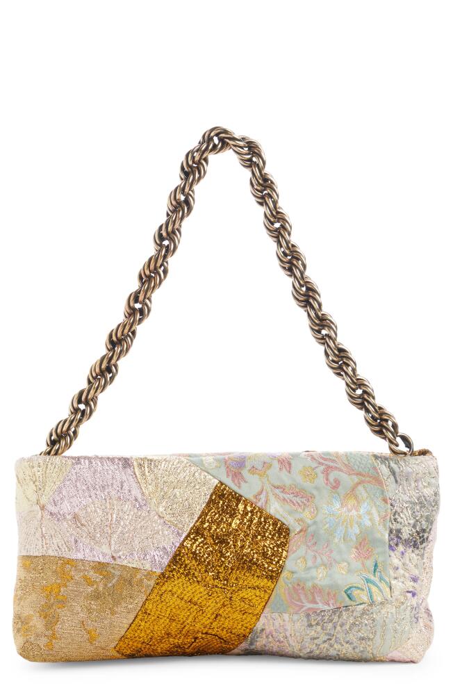 Dries Van Noten Patchwork Top Handle Bag in Gold Multi Cover