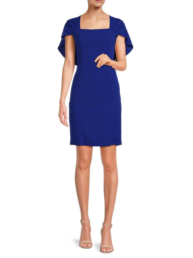 Marina Women's Squareneck Caplet Crepe Dress - Royal Cover