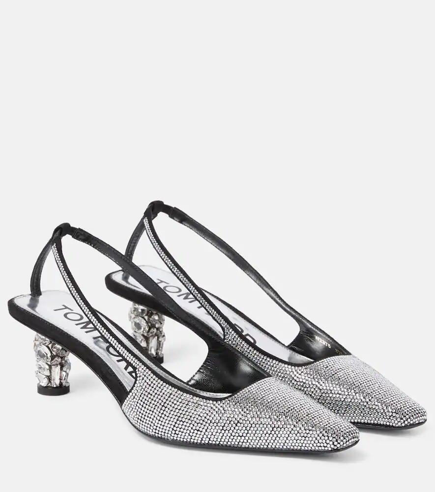 Tom Ford Embellished satin slingback pumps Cover