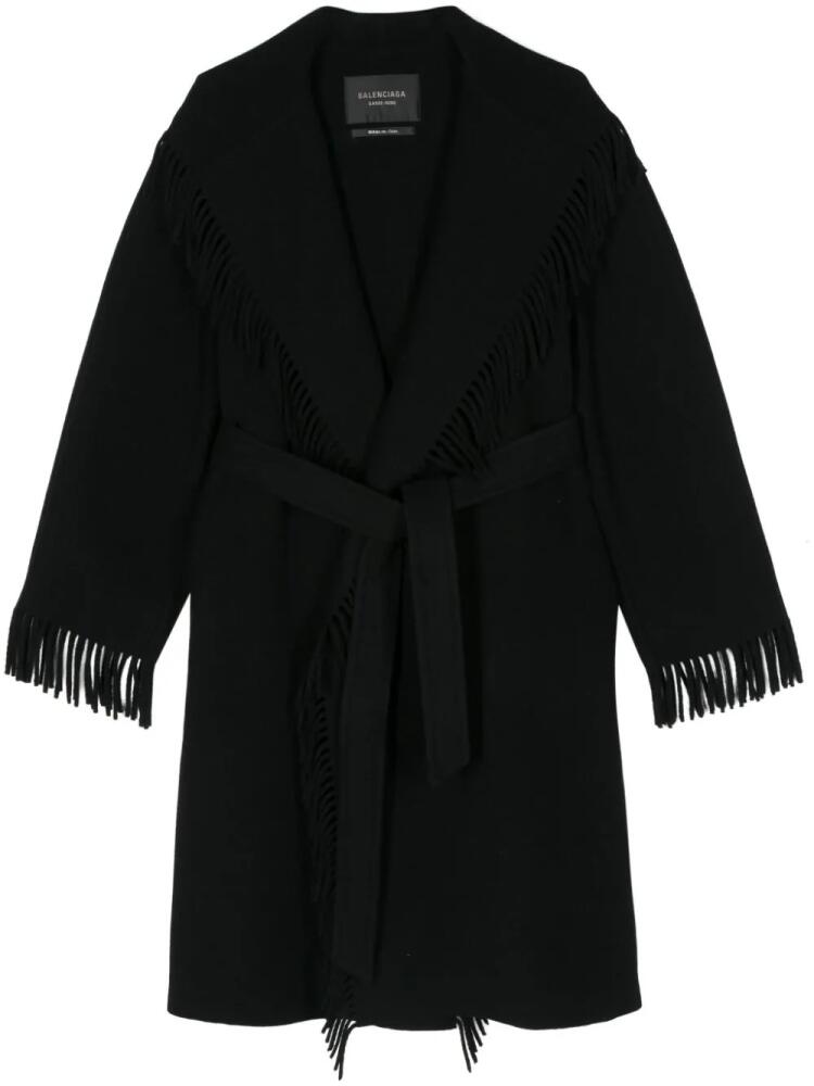 Balenciaga fringed-edge wool coat - Black Cover