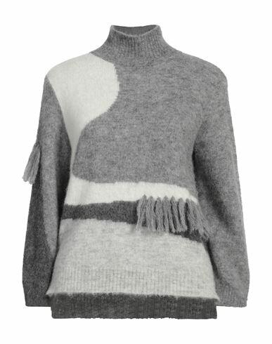 Kangra Woman Turtleneck Grey Alpaca wool, Polyamide, Merino Wool Cover