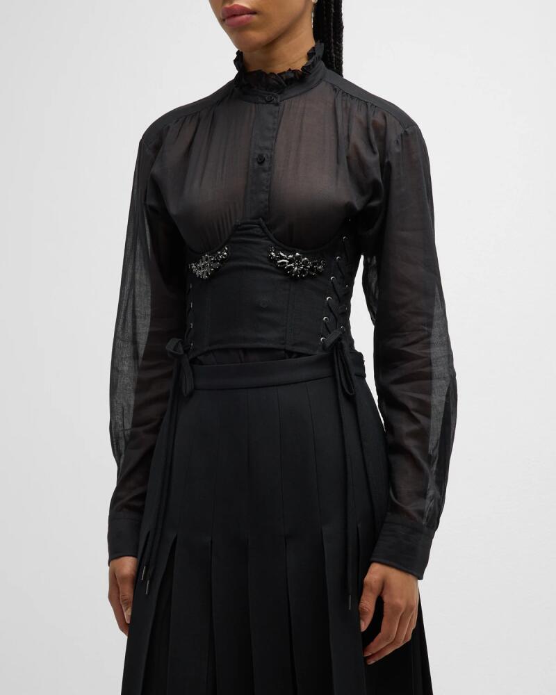 Simone Rocha Embellished Lace-Up Tulle Corset Cover