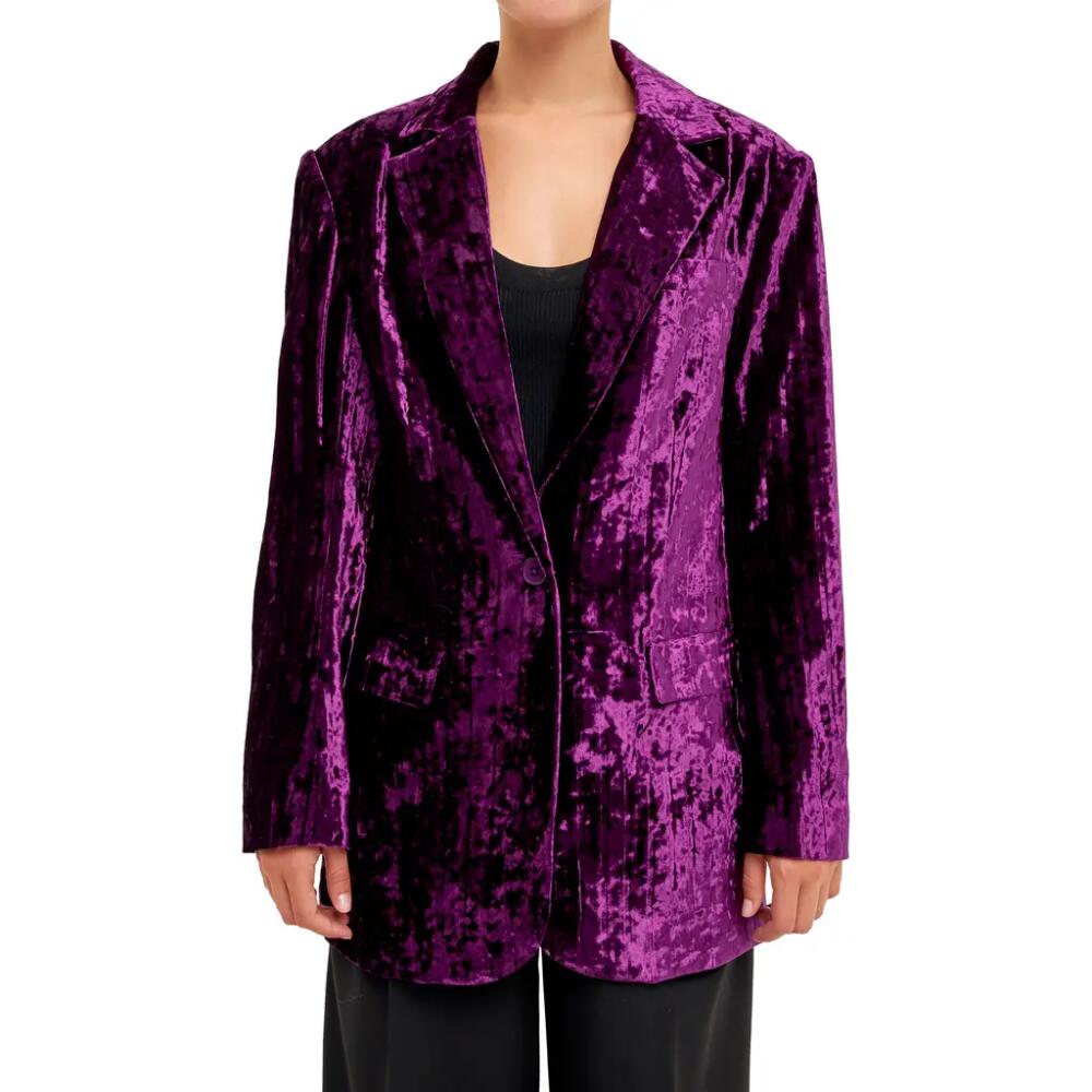 Endless Rose Pleated Crushed Velvet Blazer in Orchid Cover