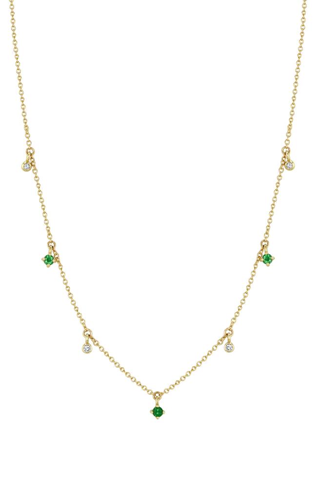 Zoë Chicco Emerald and Diamond Station Necklace in 14K Yg Cover