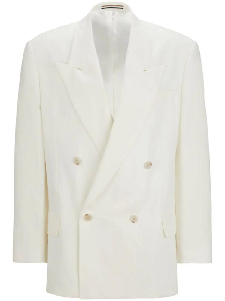 BOSS double-breasted linen blazer - White Cover