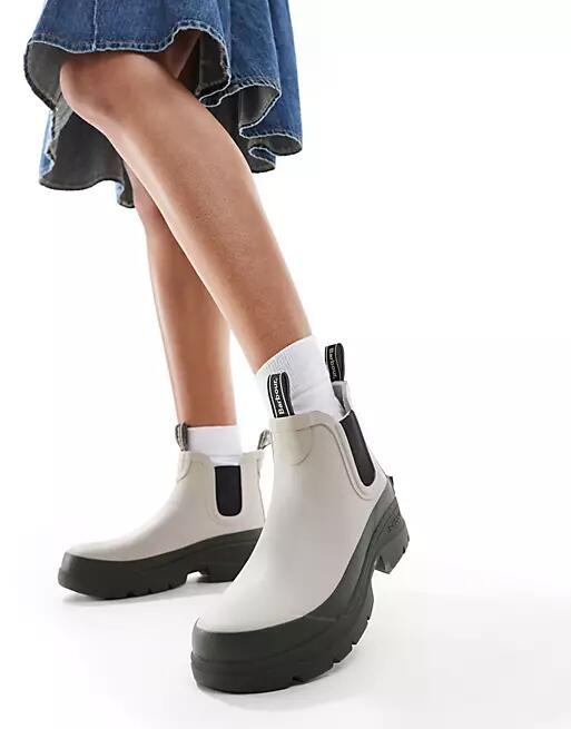 Barbour x ASOS Midhurst chunky rain boots in mist-Neutral Cover