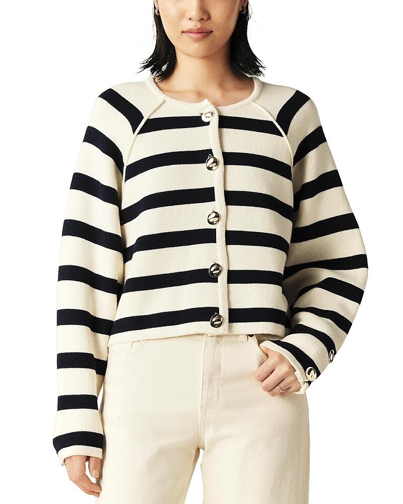 ba & sh Gilet Massimo Striped Button Front Cardigan Cover