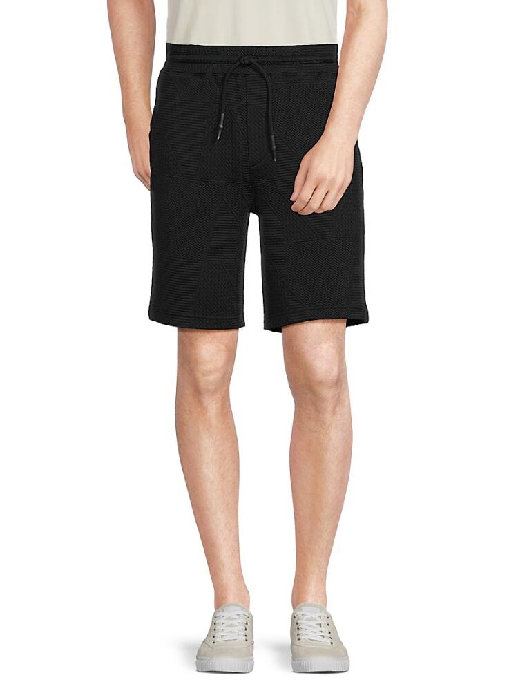 Karl Lagerfeld Paris Men's Textured Drawstring Shorts - Black Cover