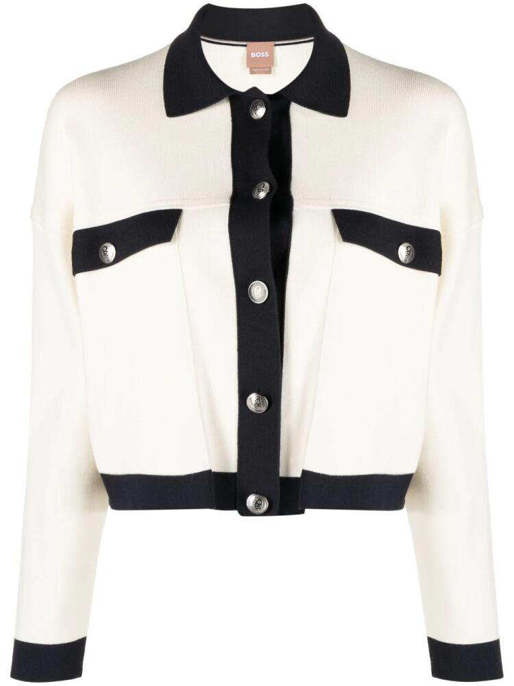 BOSS button-fastening long-sleeve cardigan - White Cover