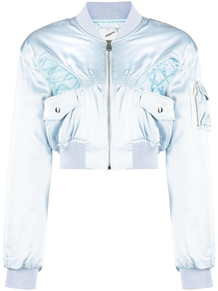 Coperni cut-out cropped bomber jacket - Blue Cover