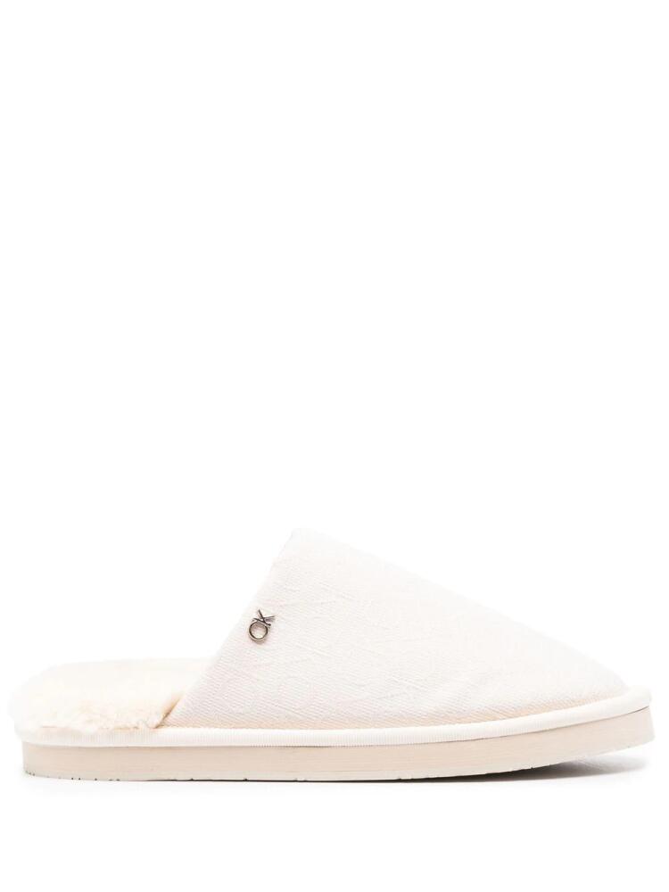 Calvin Klein logo-jacquard lined slippers - Neutrals Cover