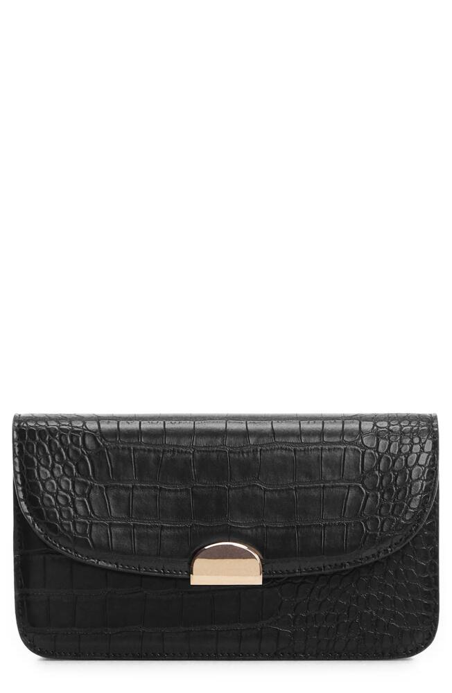 MANGO Croc Embossed Faux Leather Crossbody Bag in Black Cover