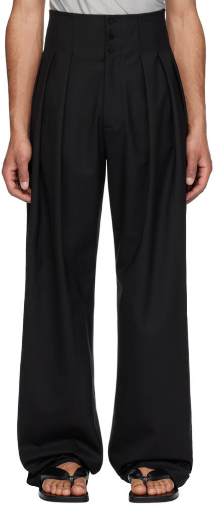 AARON ESH Black Pleated Trousers Cover