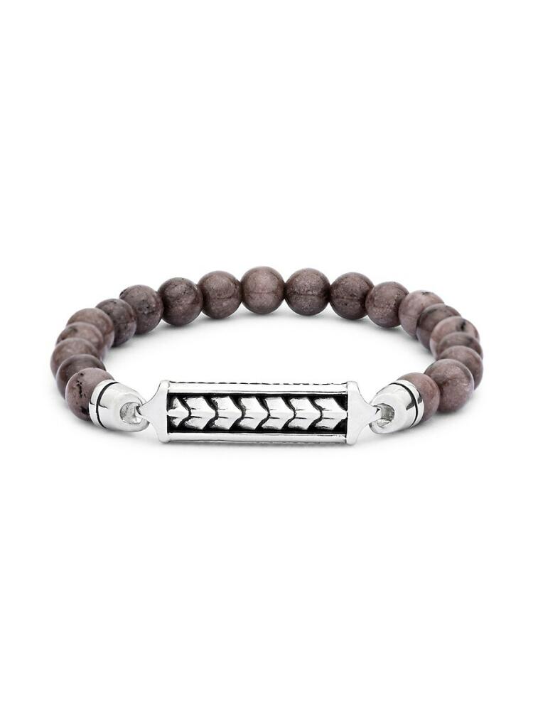 Eli Pebble Men's Stainless Steel Bar & Purple Moonstone Stretch Bracelet Cover