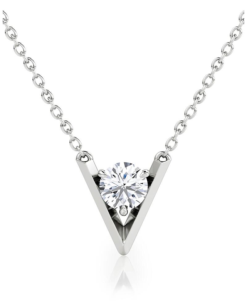 Vrai Lab Grown Diamond Round Brilliant V Necklace in 14K White Gold and Gold, .50 ct. t. w. Cover