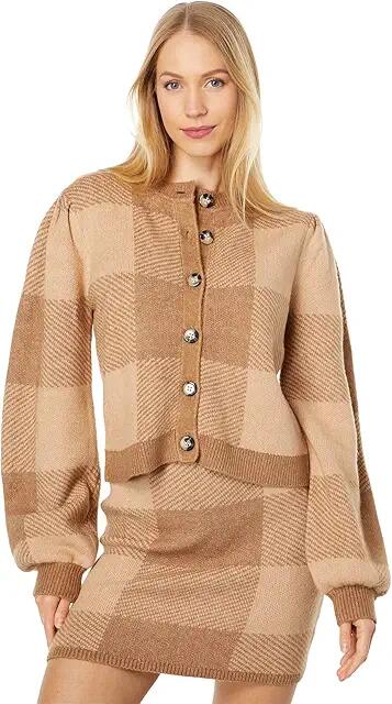 Lost + Wander Nature School Cardigan (Camel Gingham) Women's Clothing Cover