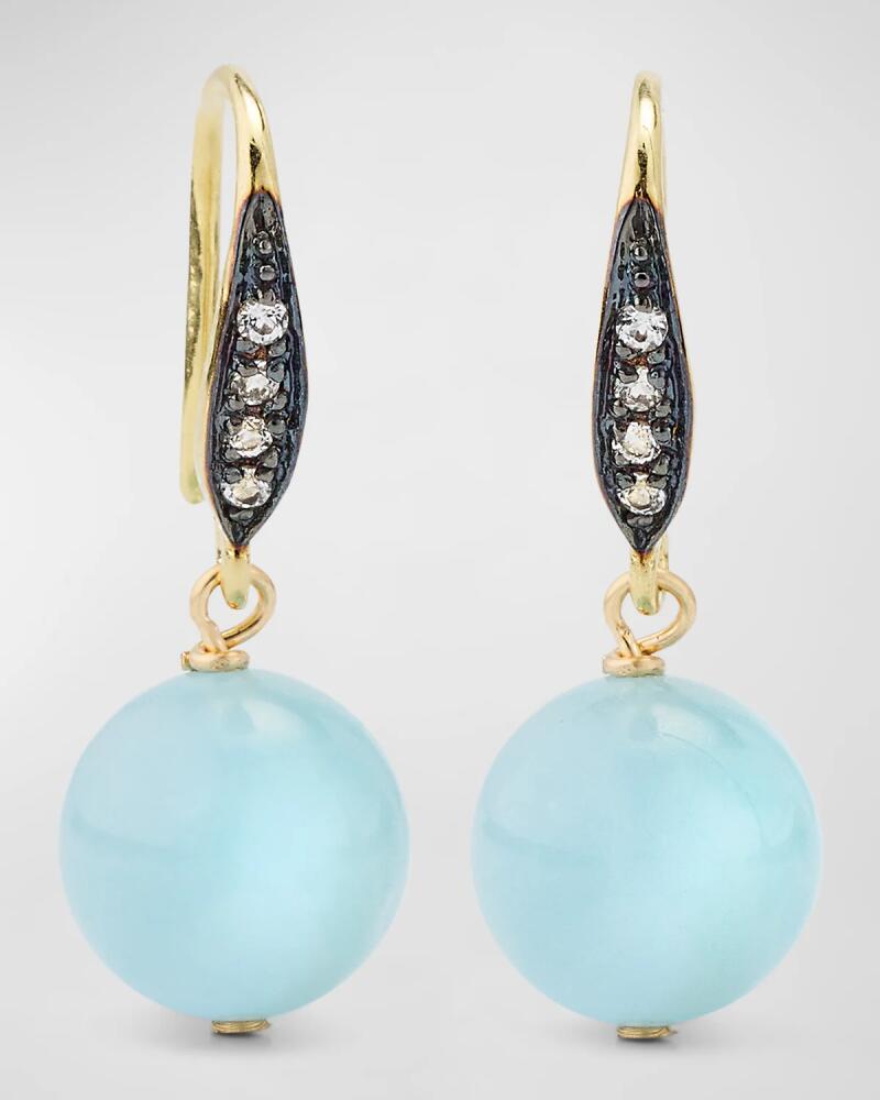 Margo Morrison Smooth Aquamarine Ball Earrings with White Sapphires Cover