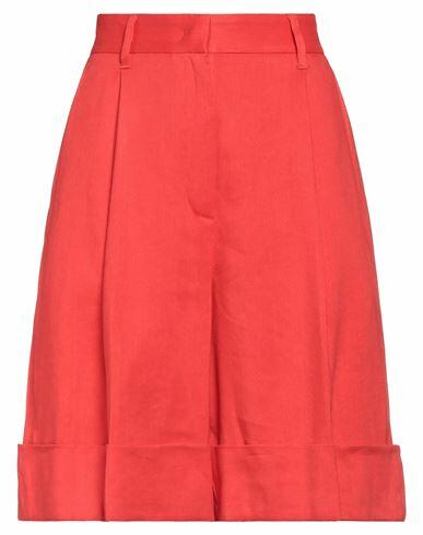 Lorena Antoniazzi Woman Shorts & Bermuda Shorts Red Linen, Viscose, Elastane Cover