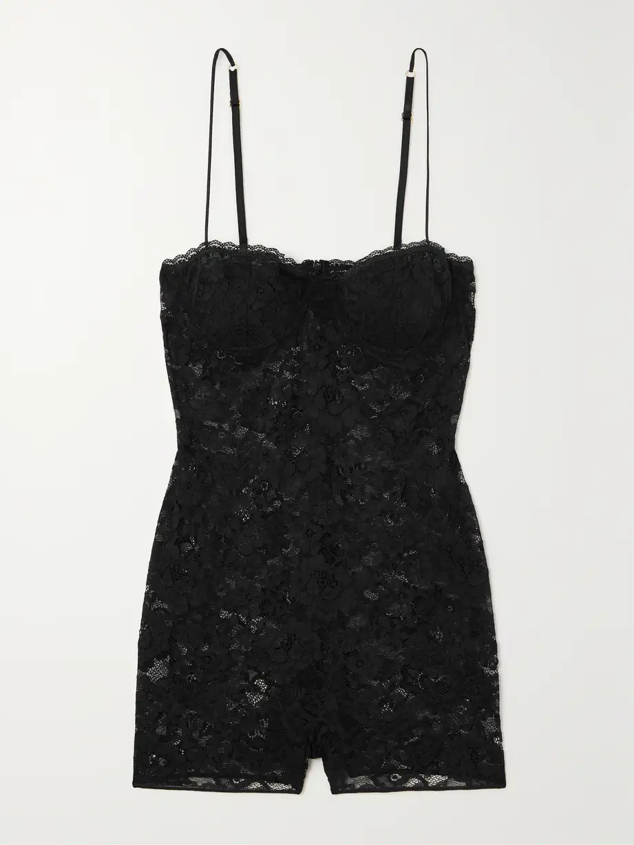 Oséree - O-lover Stretch-lace Playsuit - Black Cover