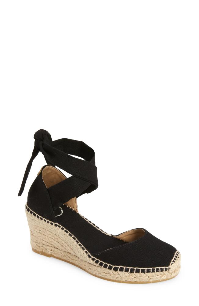 Toni Pons Julia Anke Wrap Wedge Espadrille in Black Fabric Cover