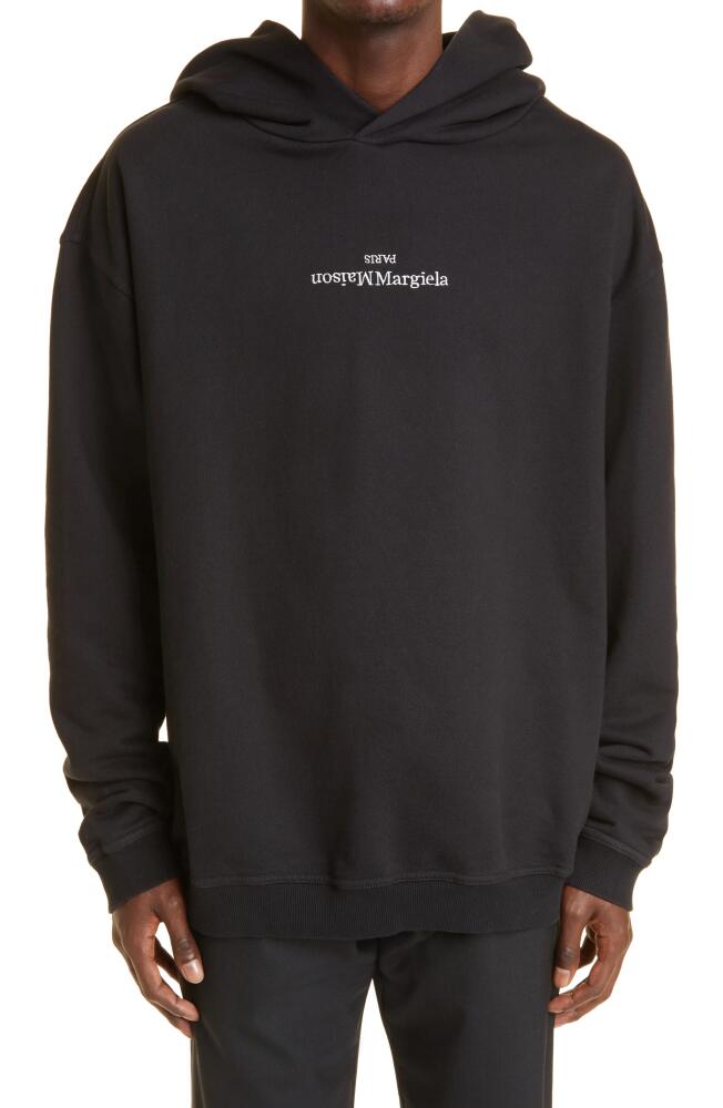 Maison Margiela Embroidered Logo Cotton Hoodie in Black Cover