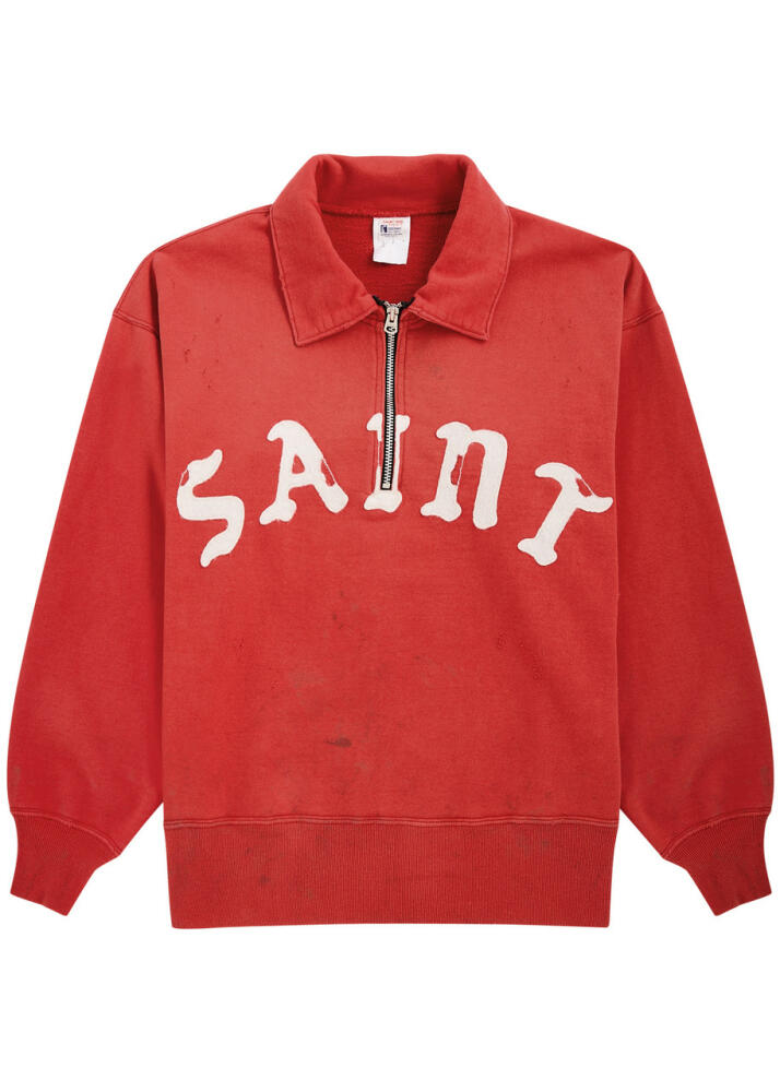 Saint Mxxxxxx Saint Logo Half-zip Cotton Sweatshirt - Red Cover