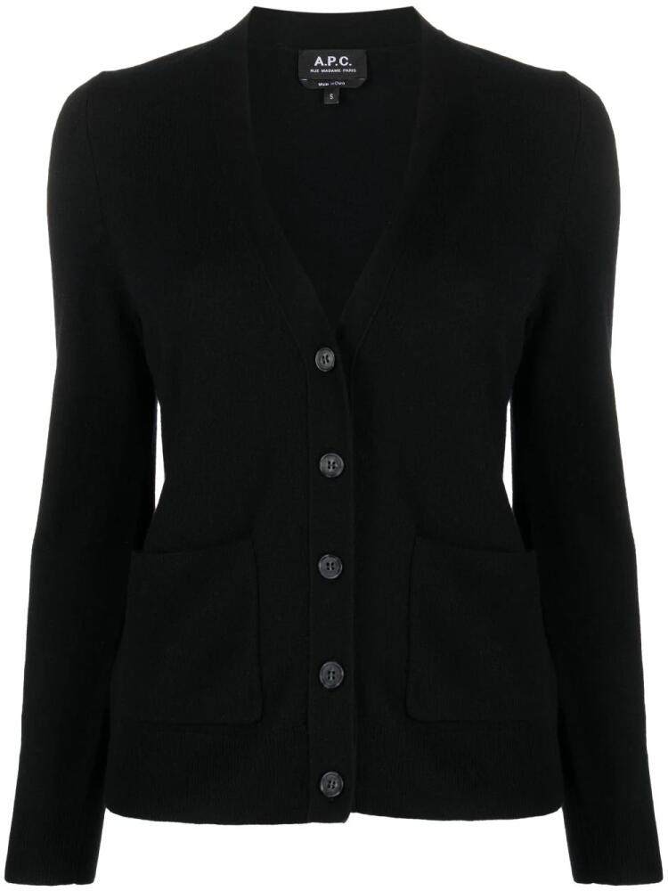 A.P.C. logo-embroidered wool cardigan - Black Cover