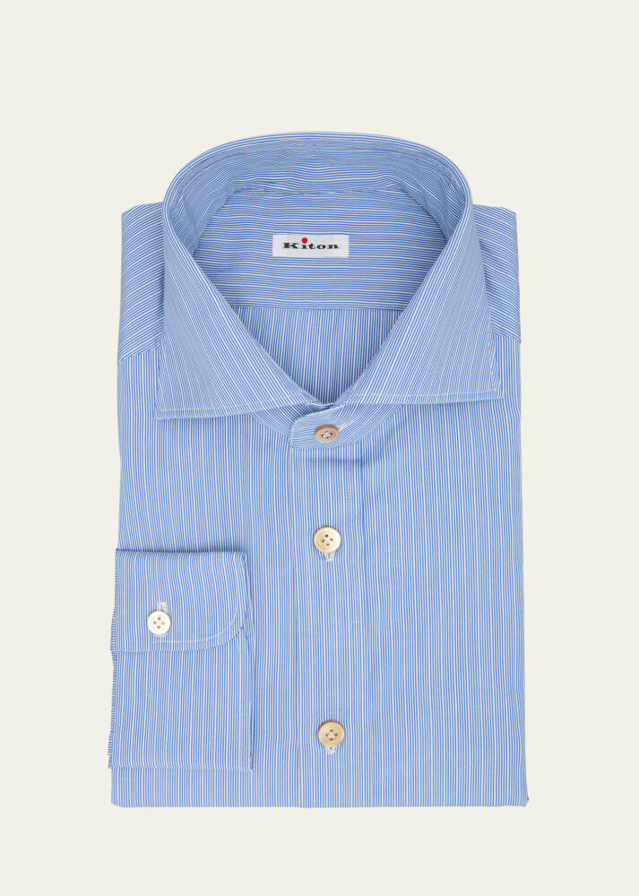 Kiton Men's Cotton Mini Stripe Dress Shirt Cover