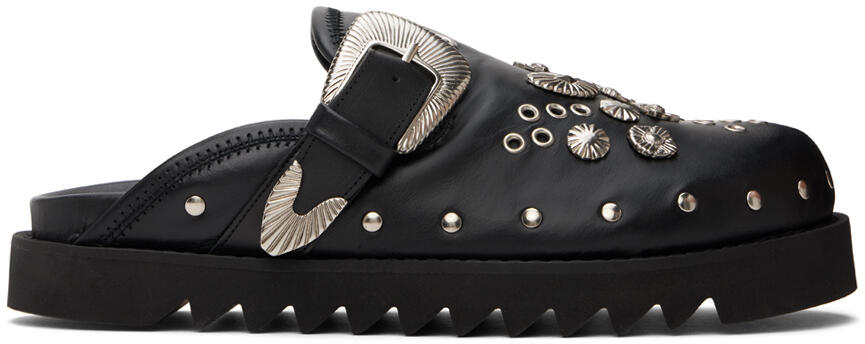 Toga Virilis Black Eyelet Metal Sabot Loafers Cover