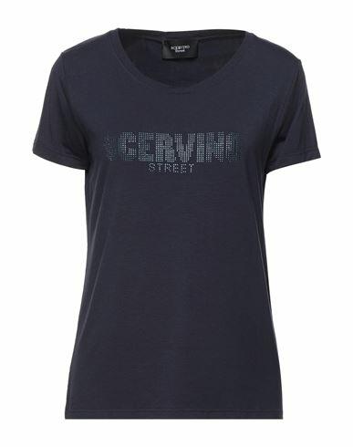 Scervino Woman T-shirt Midnight blue Viscose, Elastane Cover