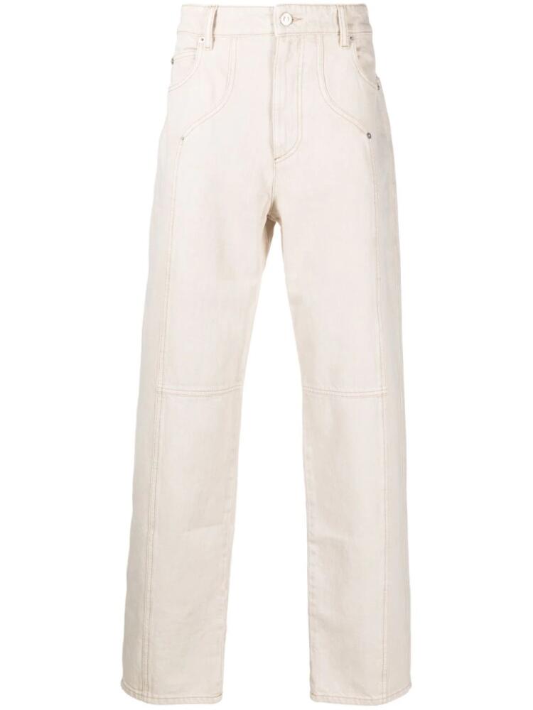 MARANT Javi cotton straigh-leg trousers - Neutrals Cover