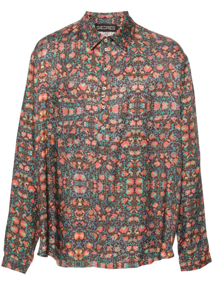 SIEDRES graphic-print twill shirt - Brown Cover