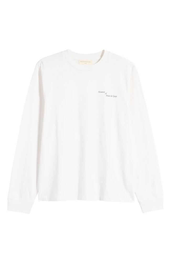 Museum of Peace & Quiet Italic Long Sleeve Cotton T-Shirt in White Cover