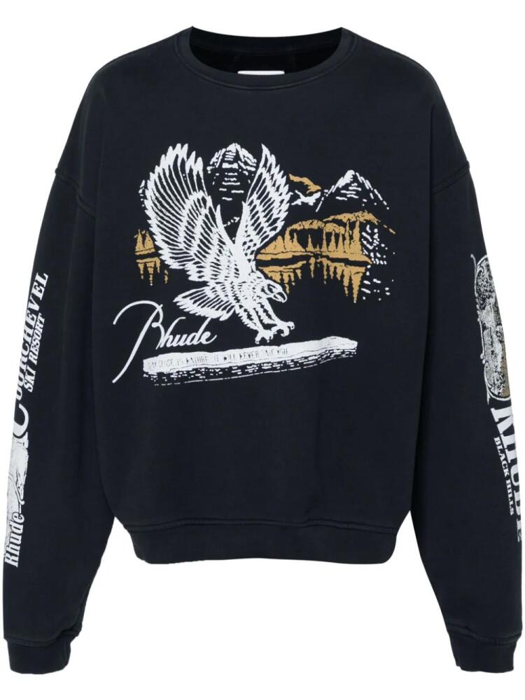 RHUDE graphic-print cotton sweatshirt - Black Cover