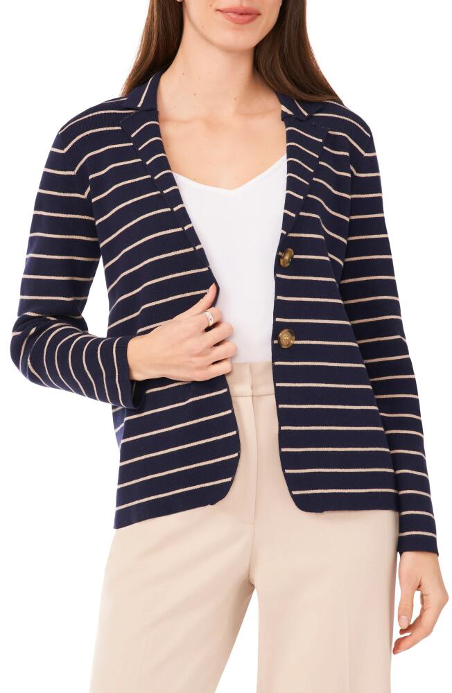 halogen(r) Stripe Knit Blazer in Classic Navy Blue Cover