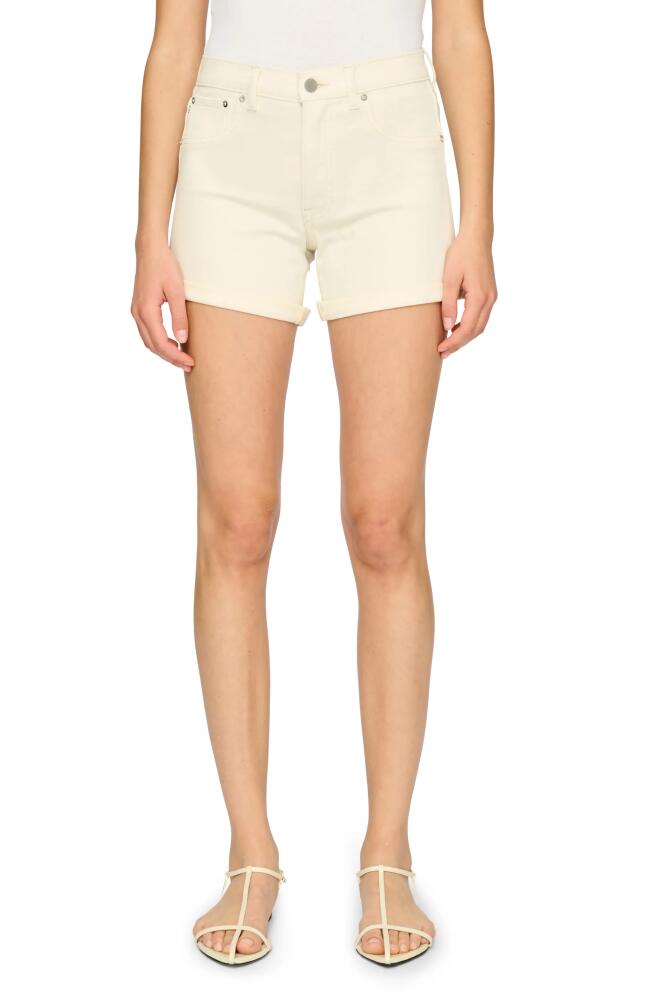 DL1961 Zoie Mid Rise Relaxed Denim Shorts in Eggshell Rolled Cover