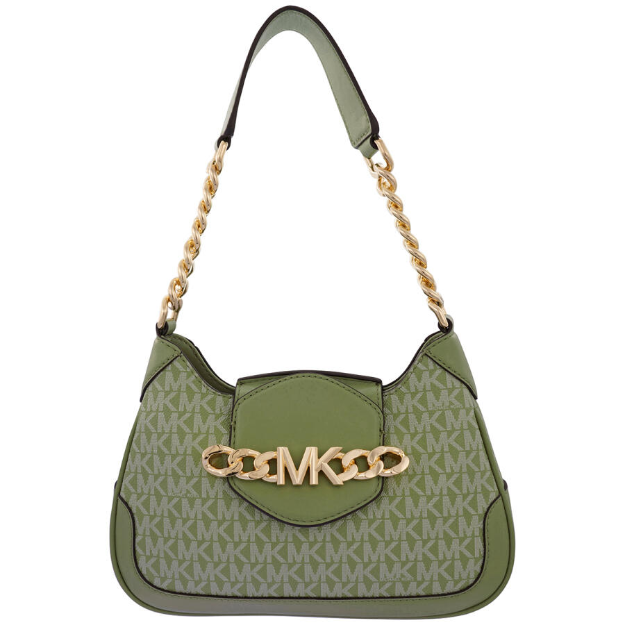 Michael Kors Signature Logo-print Small Hally Shoulder Bag - Light Sage Cover