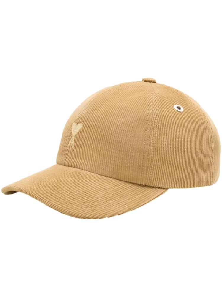 AMI Paris Ami de Coeur embroidery corduroy cap - Neutrals Cover