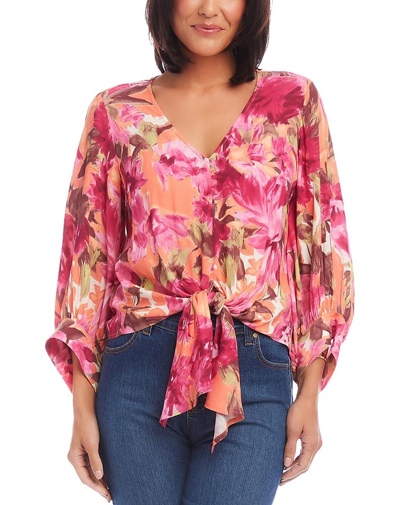 Karen Kane Blouson Sleeve Tie Front Top Cover