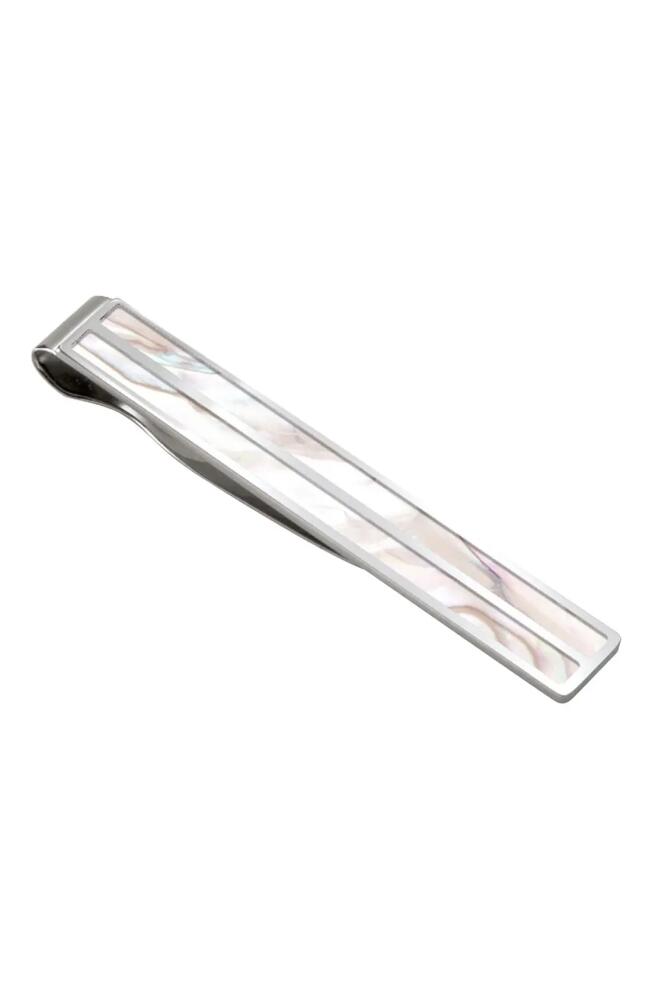 M-Clip Mother-of-Pearl Tie Clip in Silver/White Cover