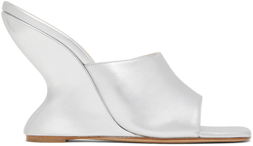 Magda Butrym Silver Inverted Wedge Mules Cover