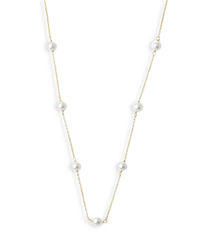 Argneto Vivo Imitation Pearl Station Necklace in 18K Gold Plated Sterling Silver, 16 Cover