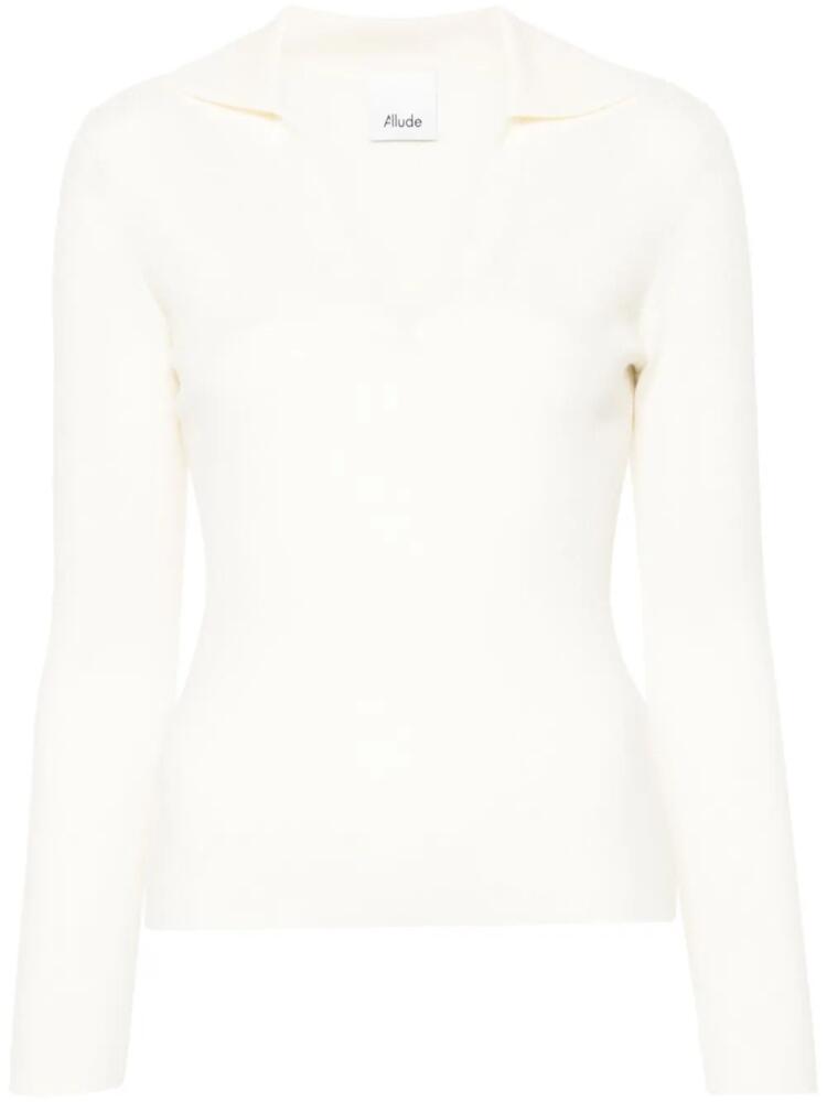 Allude fine-ribbed knitted top - Neutrals Cover