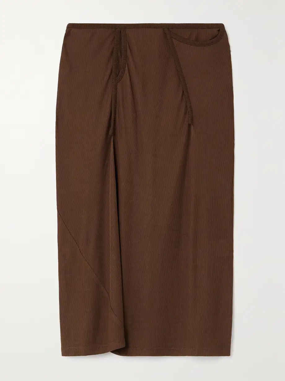 Christopher Esber - Fusion Ribbed Stretch-jersey Midi Skirt - Brown Cover