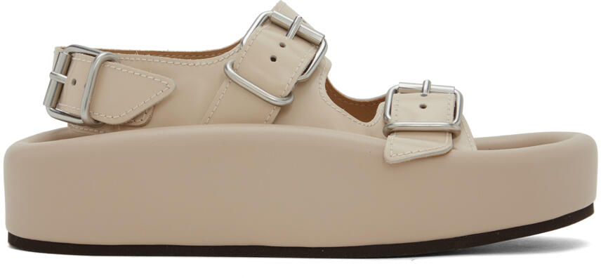 MM6 Maison Margiela Beige Webbing Slip-On Platform Sandals Cover