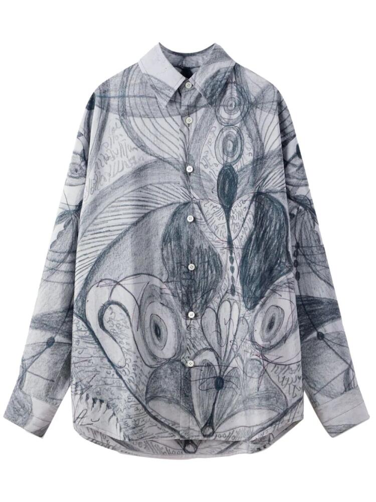 LEMAIRE Angkasapura button-up silk shirt - Grey Cover