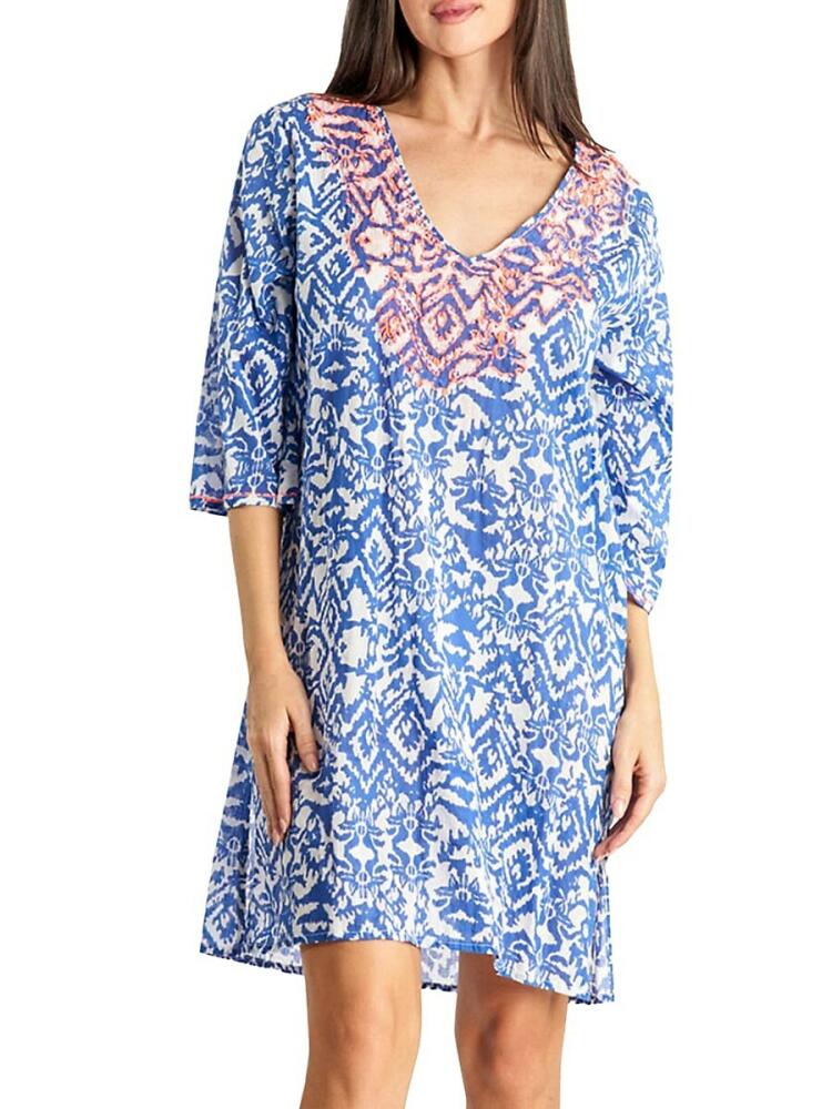 La Moda Clothing Women's Beaded Mini Shift Dress - Blue Cover