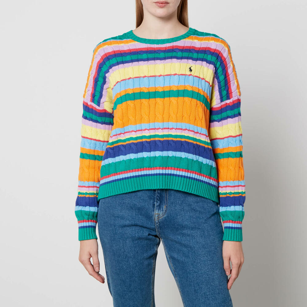 Polo Ralph Lauren Striped Cable-Knit Cotton Long Sleeve Pullover Cover