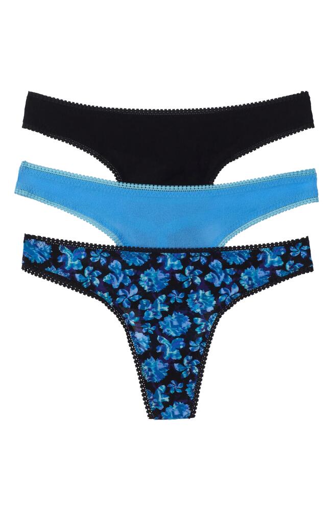 On Gossamer 3-Pack Mesh Thongs in Galaxyfloral/Lightblue/Black Cover