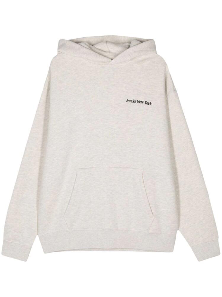 Awake NY serif-logo embroidered hoodie - Grey Cover